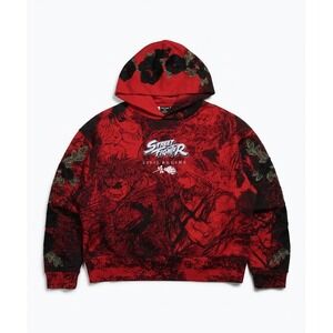 Civil Regime x Street Fighter Hoodie Unisex L E-Red Rose Graphic Forever